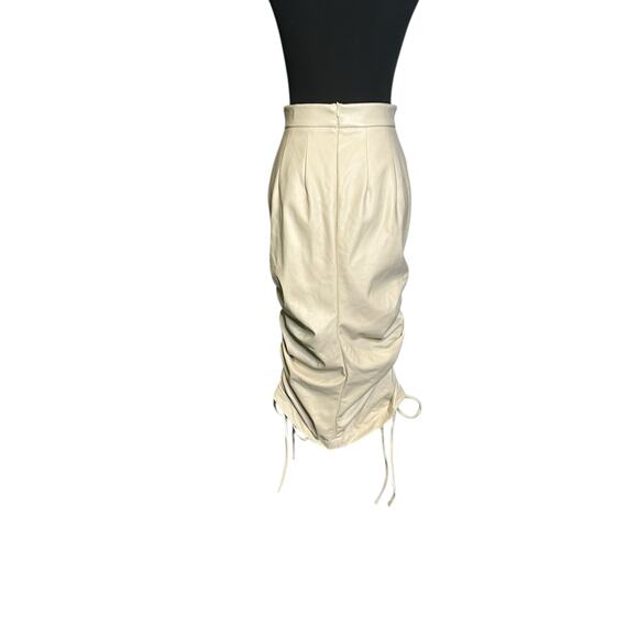 The Brand Label tan faux leather ruched midi skirt size small - Picture 15 of 16
